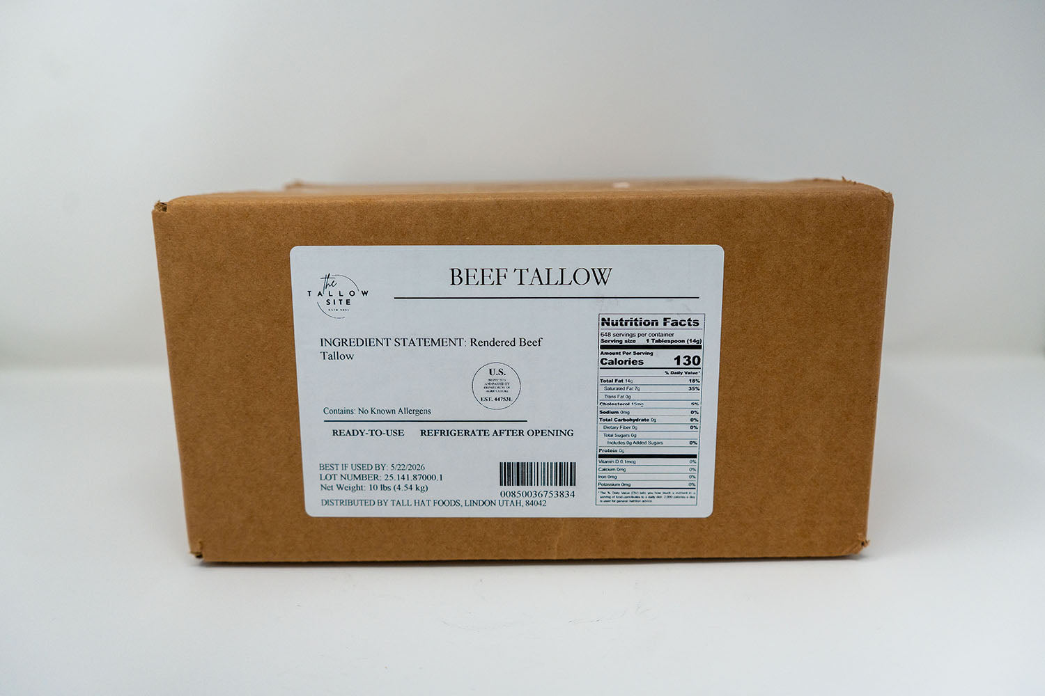 100% Pure Grass-fed Beef Tallow - Ready-to-use - Traditional 10LBS Box